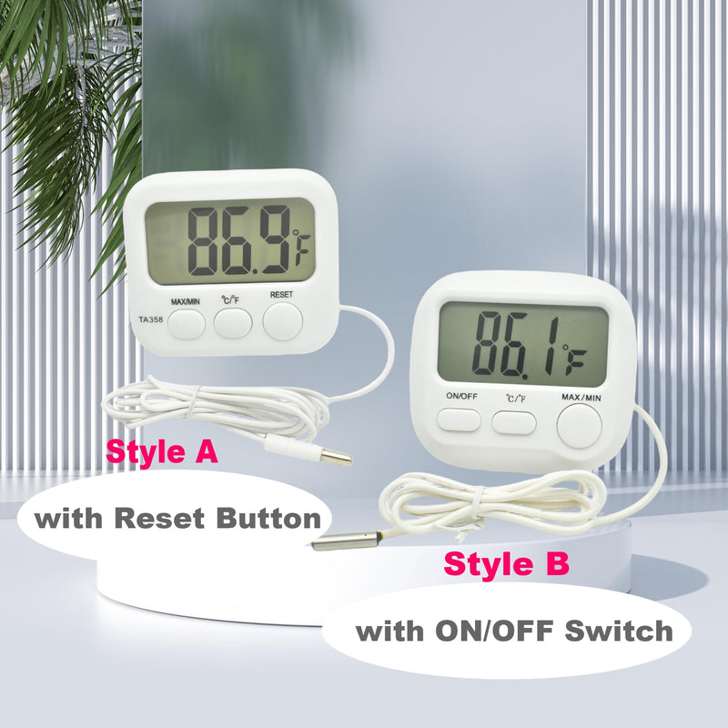 Small Digital Thermometer ON/Off Switch Indoor/Outdoor Meter Gauge with 3ft/1M Probe Sensor Style B - BeesActive Australia