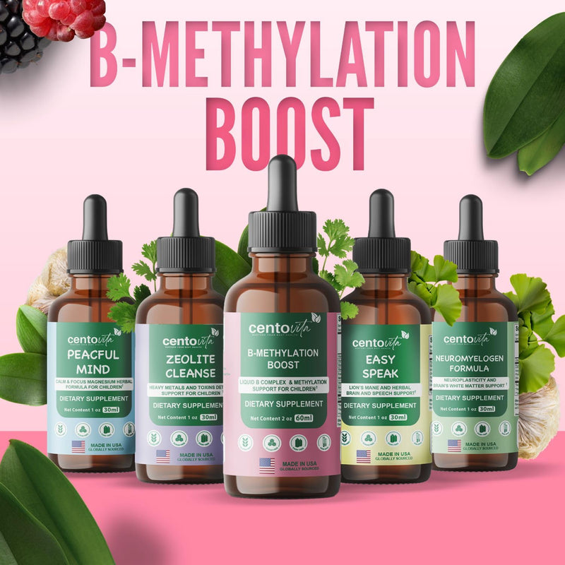 B-Methylation Boost: Liquid B Complex and Methylation Support for Children – Nutritional Supplement for Healthy Growth and Development – Natural Berry Flavor – 60 Servings (2 fl oz)