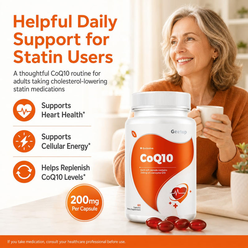 Coq10 200mg Softgels Ubiquinol Supplement,Ultra Nutritional Coenzyme q10 | Antioxidant for Heart Health,High Absorption,2 Month Supply,Cellular Energy Production,Vegan,Gluten Free,GMP Compliant,Geetop