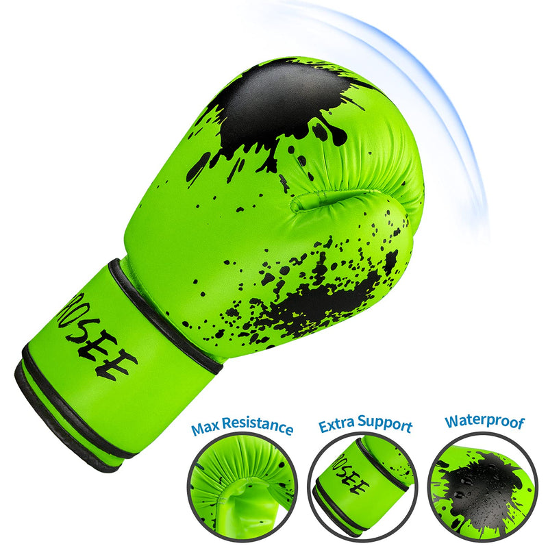 Kids Boxing Glove 6oz 8oz, Youth, Boys and Girls Training Sparring Gloves for Punching Bag, Kickboxing, Muay Thai, MMA, Gift for Age 6-15 Years Green 8 oz (80-105 lbs)