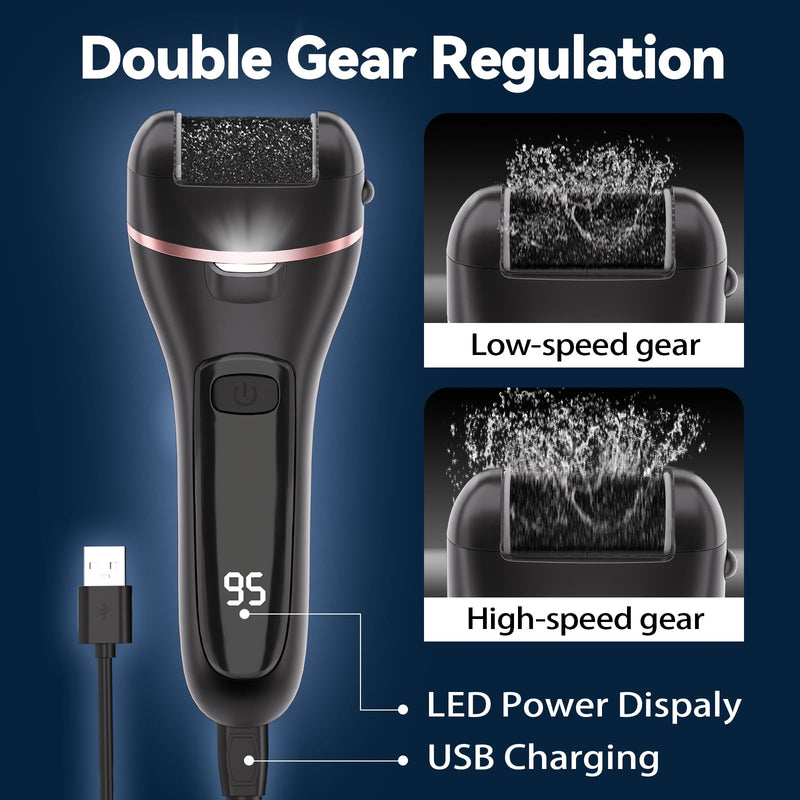 Electric Callus Remover for Feet with Rechargeable Waterproof 17 in 1 Professional Pedicure Kit with 3 Roller Heads 2 Speed Foot Care Tools Perfect for Dead Hard Cracked Dry Skin