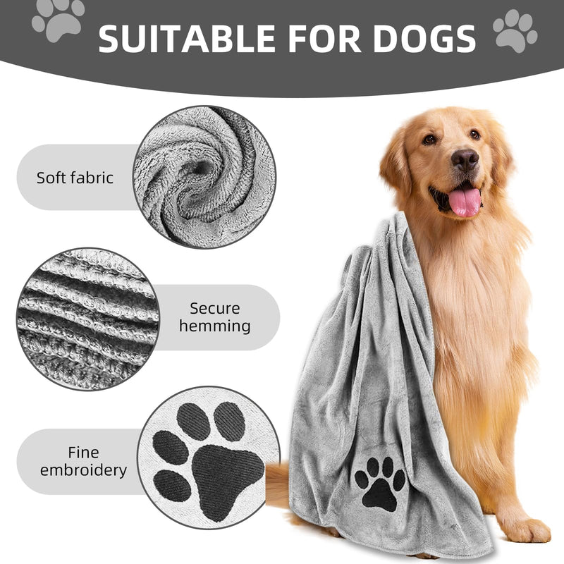 Thoquene Pack of 2 dog towels, 75 x 35 cm, dog accessories, extra absorbent towel for dogs - BeesActive Australia