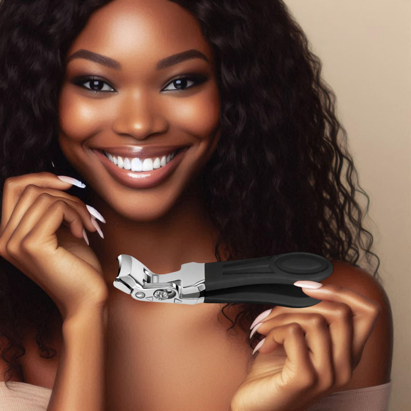 Professional Sapphire Black Angled Nail Clippers for Seniors – 5'' Elegant Thick Toenail Clipper with Nail File, Ultra-Sharp Blades, Nail Catcher, Easy Grip & Safe Home Manicure & Pedicure Care Tool - BeesActive Australia