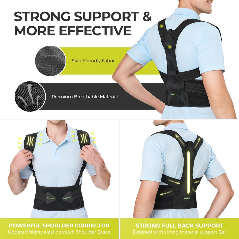 SHAPERKY Posture Corrector for Women and Men - Adjustable Upper Back Brace - Breathable Back Support straightener - Providing Pain Relief from Lumbar&Shoulder (L-XL) L-XL