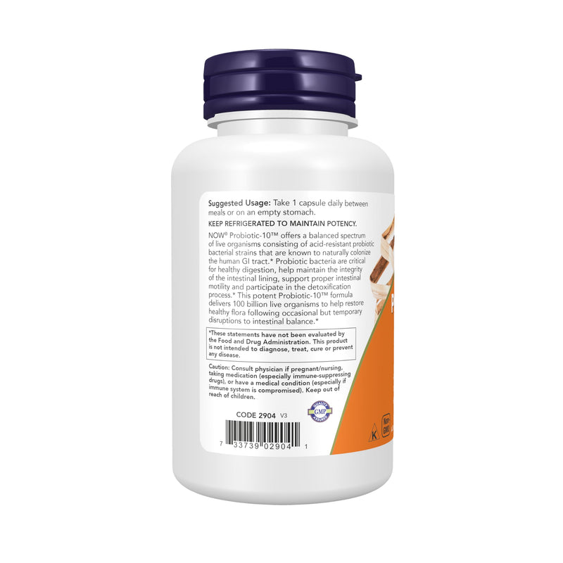 NOW Foods Supplements, Probiotic-10™, 100 Billion, with 10 Probiotic Strains,Dairy, Soy and Gluten Free, Strain Verified, 60 Veg Capsules 60 Count (Pack of 1)