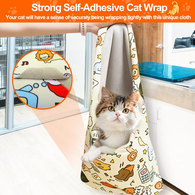 Mity rain Cat Grooming Supplies - Cat Wrap for Cutting Nails with Cat Nail Clipper, Cat Restraint for Nail Clipping to Anti-Runaway/Scratch/Bitten, Cat Swaddle Wrap for Calming & Holding Cat (Large) Animal Large - BeesActive Australia