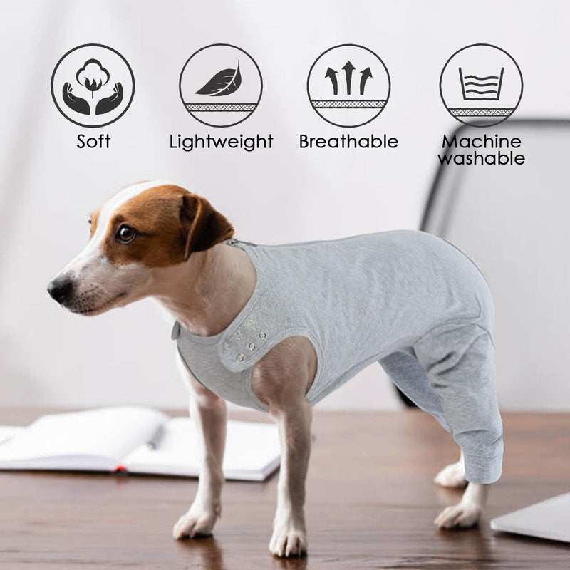 Katzinst dog bodysuit after surgery, dog costume for dogs after surgery with zip at the back, dog bodysuit after castration male for hair loss, anti-licking, wound protection, cone alternative, SHUHOUFU, grey, L L grey - BeesActive Australia