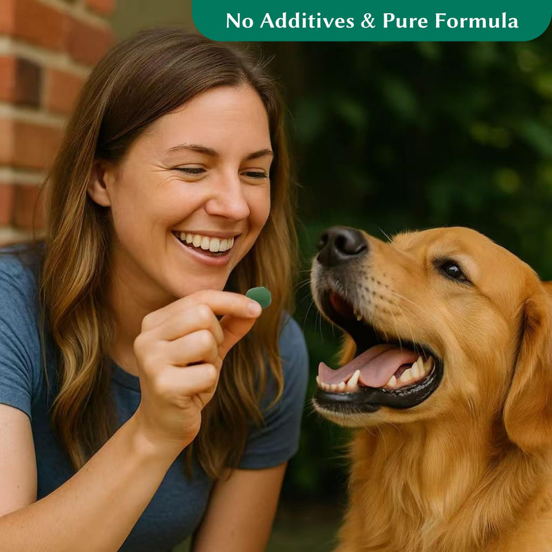 Chlorophyll for Dogs - Chlorella Tablets & Chlorophyll Pills - Natural Breath Freshener & Detox - Human-Grade Vegan Dog Greens with Chlorophyll, 200 Tablets