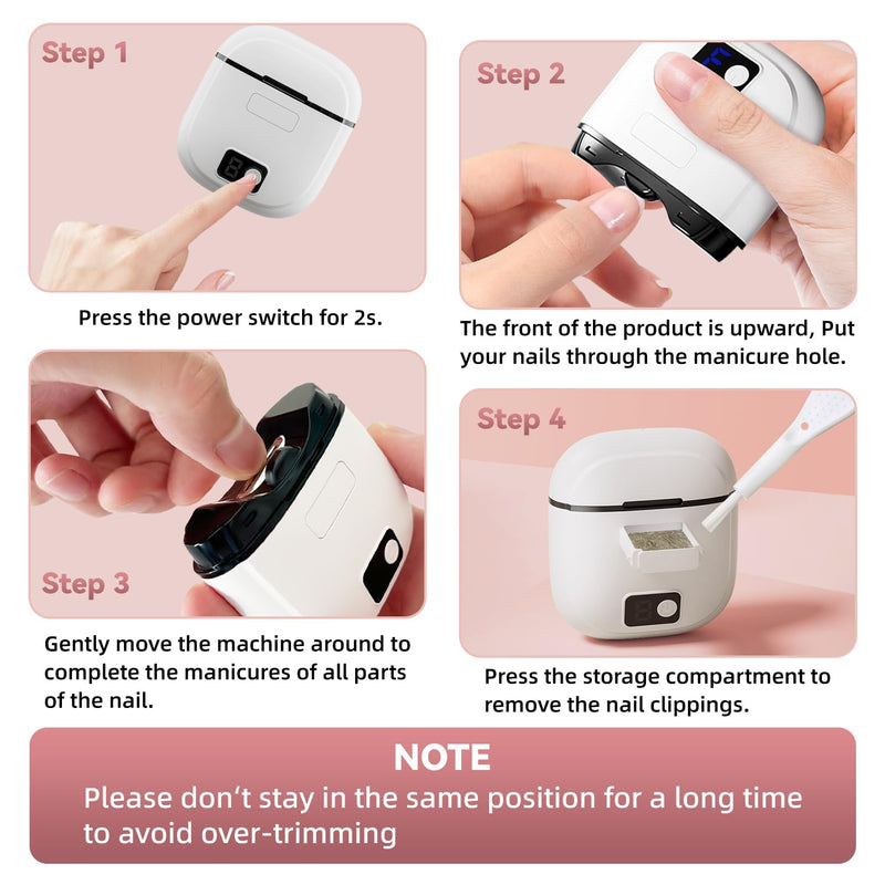 Electric Nail Clippers for Seniors & Adults, 2026 Upgrade 3-Speed Automatic Toenail Trimmer with LED Light and Nail Dust Collector, Portable Rechargeable Nail Cutter for Thick Nails, Babies, and Kids