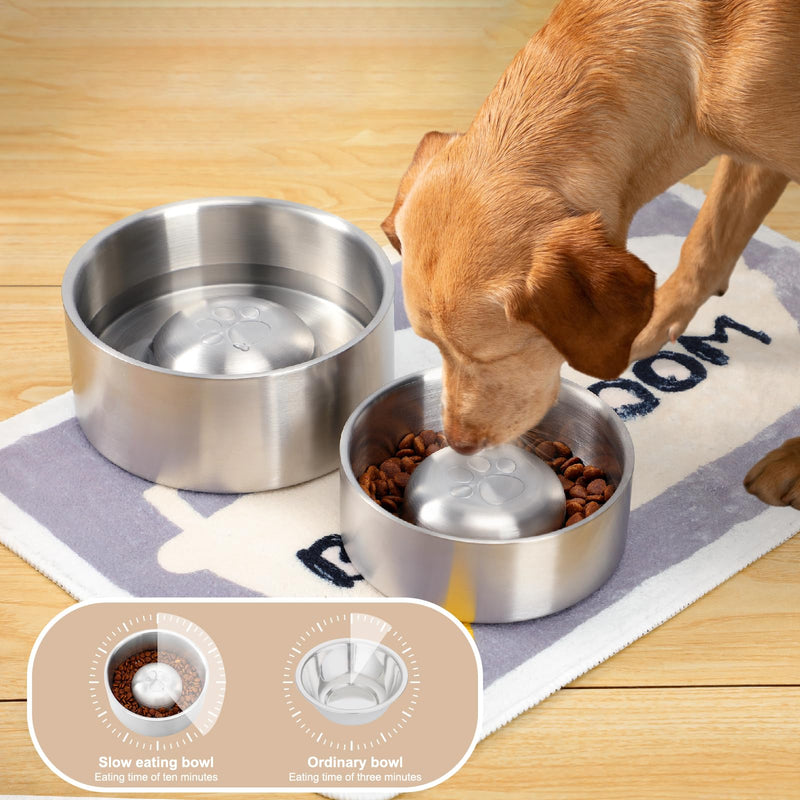 Dog Bowl Slow Feeder, Non Slip Heavy Dog Food Bowl, BPA Free, 304 18/8 Stainless Steel Slow Feeder Dog Bowls for Fast Eater, Dog Dish to Slow Down Eating for Small Medium Large Dogs, 27oz - BeesActive Australia