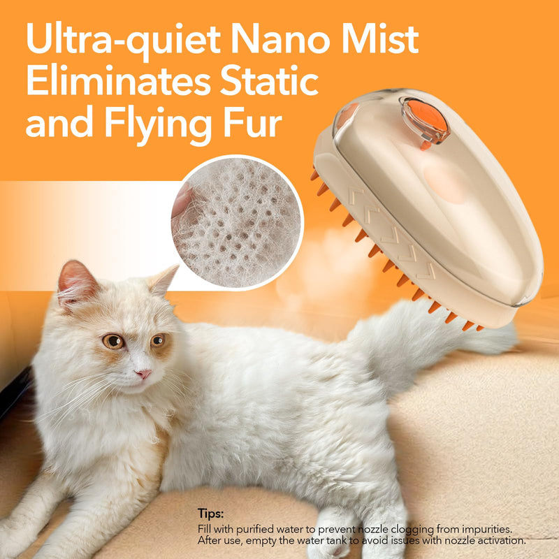 4-in-1 UV Spray Massage Grooming Brush, Bulit-in Cat Moss Lamp, Nano Spray Steam Brush for Removing Loose Fur, Water Brush for Long or Short Haired Cat and Dog (UV) - BeesActive Australia