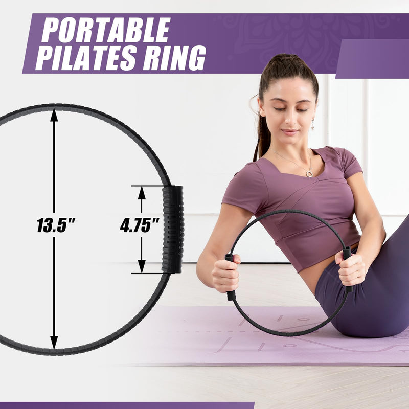 Pilates Ring Circle, 14" Magic Circle Pilates Rings for Focusing on Toning Inner Thighs, Arms, and Core, Fitness Exercise Ring Workout Ring for Yoga and Pilates Black