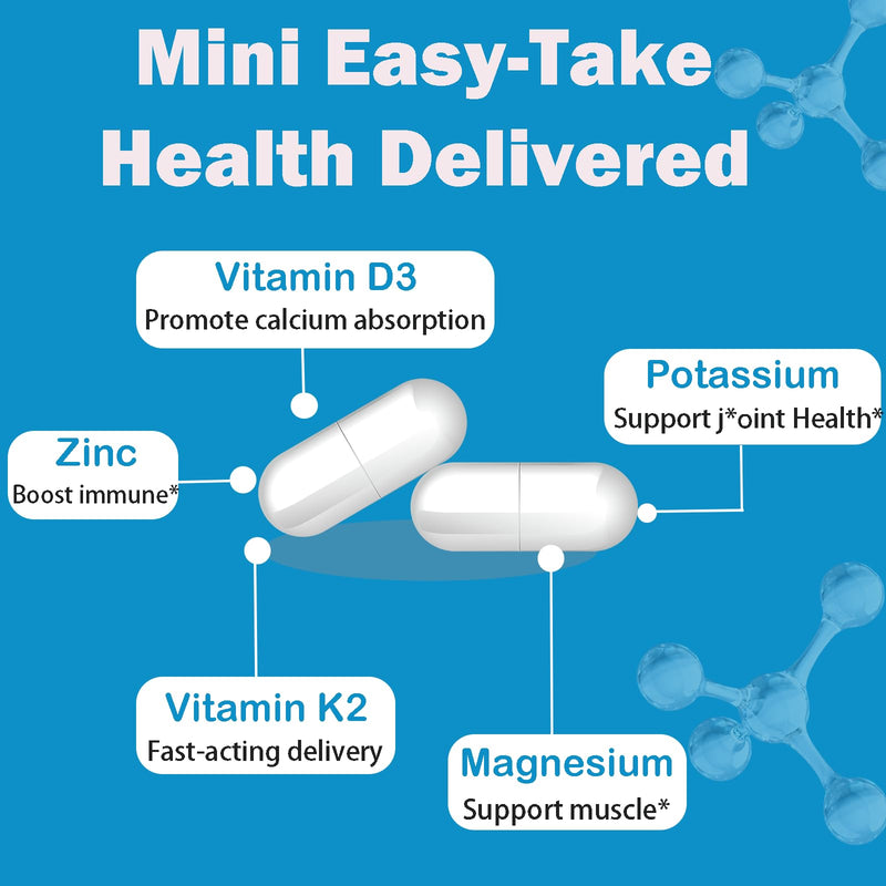 Potassium Magnesium Zinc Supplement,with Vitamin D3 &K2,Support Immune | Potassium Citrate,Magnesium Glycinate,High Absorption, Support Energy for Women & Men,Non-GMO,120 Count(Pack of 1) 120 Count (Pack of 1)