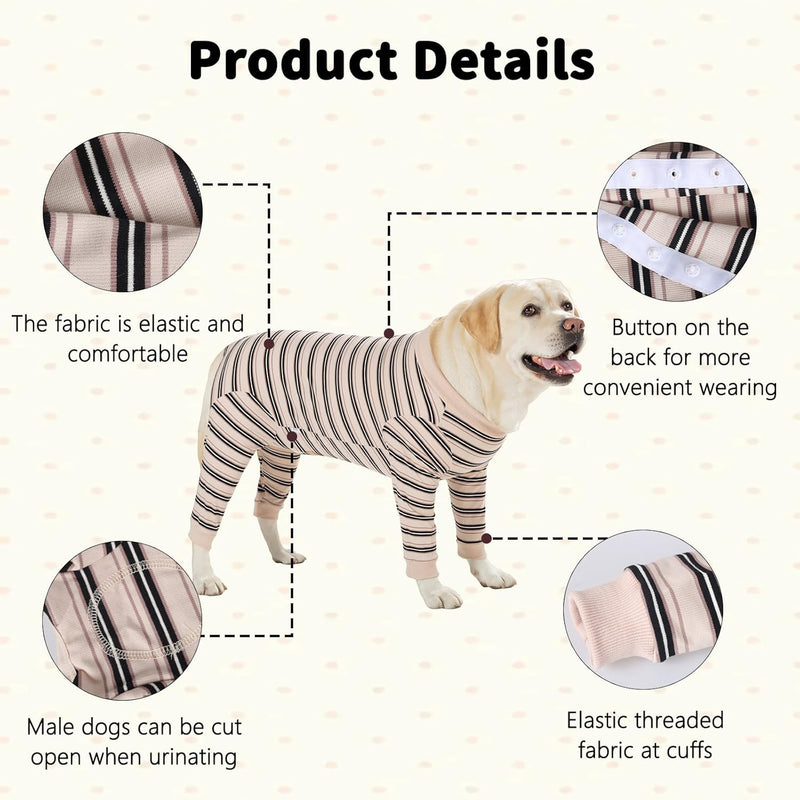 Dog Surgery Recovery Suit with Long Sleeves and Legs, Dog Romper with Zip, Full Body Coverage Pet Castration Suit, Dog Bodysuit After Surgery for Wound Protection (Beige, M) Beige
