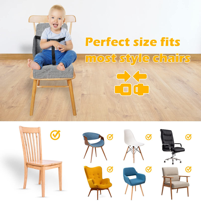 Toddler Booster Seat for Dining Table, Booster Seat for Table, 12.6x3.34 Inch Portable High Chair for Travel, HOSEASCA Compact Lightweight Travel Booster Seat with Adjustable Straps for Baby(Grey) Grey - BeesActive Australia