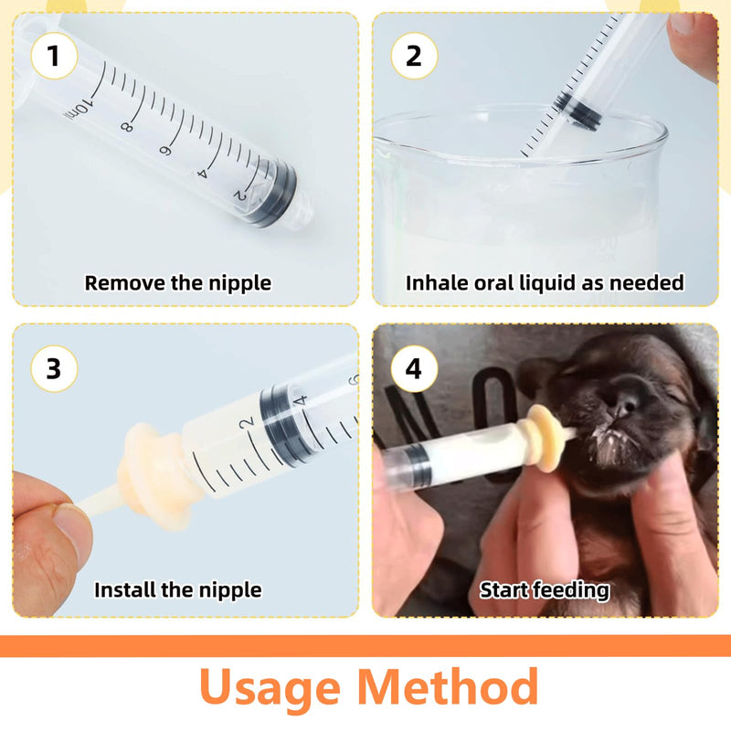 Cosmeria high-quality kitten feeding set with silicone teats, reusable and versatile for all small animals 3ml + 5ml + 10ml - BeesActive Australia