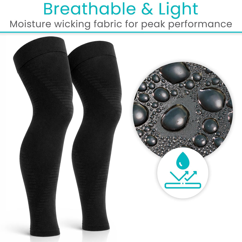 Vive Full Leg Compression Sleeves for Men & Women (Pair) - Knee, Calf, & Thigh Support Brace Wrap for Basketball, Football, Wrestling - Footless Long Running Accessories for Shin Splints (Medium) Medium - BeesActive Australia