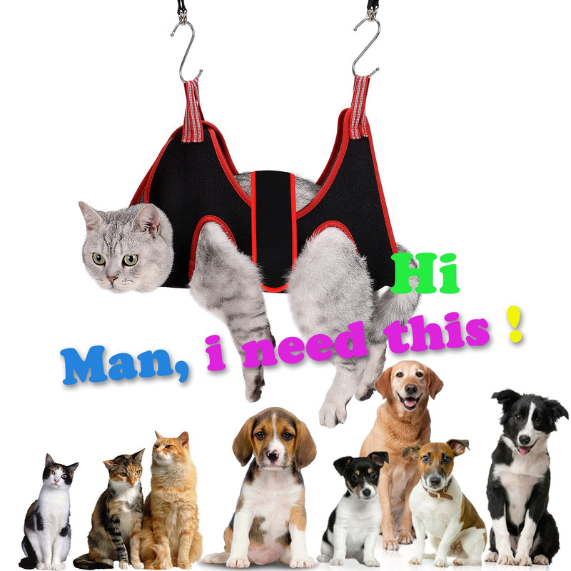Cat Grooming Hammock Harness for Small Dogs,Pet Hammock Restraint Bag,Dog Grooming Sling for Trimming Nail and Ear/Eye Care(XS Size,6.5") XS-Cats & XS Dogs/Under 25lb Black - BeesActive Australia