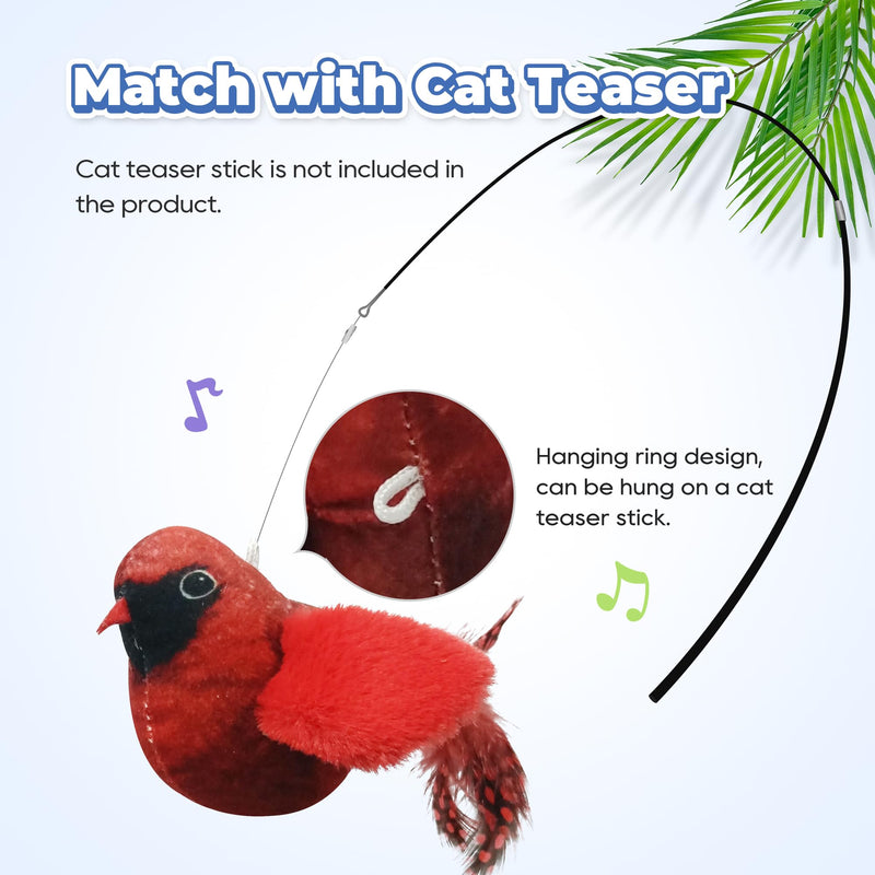 LEWISER Cat Toys Chirping Tit 2 Pcs with Catnip SilverVine, Suitable for Cat Wand Toys, Simulation Bird Design, Interactive Toys for Indoor Kitty Kitten Exercise, Red and Blue Chirping Tits A - BeesActive Australia