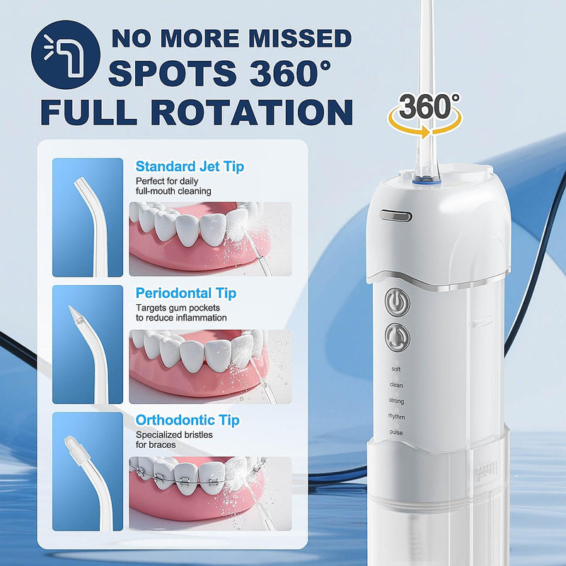 Mini Cordless Water Flosser for Teeth, Portable 5 Modes Travel Dental Water Flosser, 36-Day Battery Life, Detachable Tank, IPX7 Waterproof Oral Irrigator for Brace, Sensitive Gum, Implant