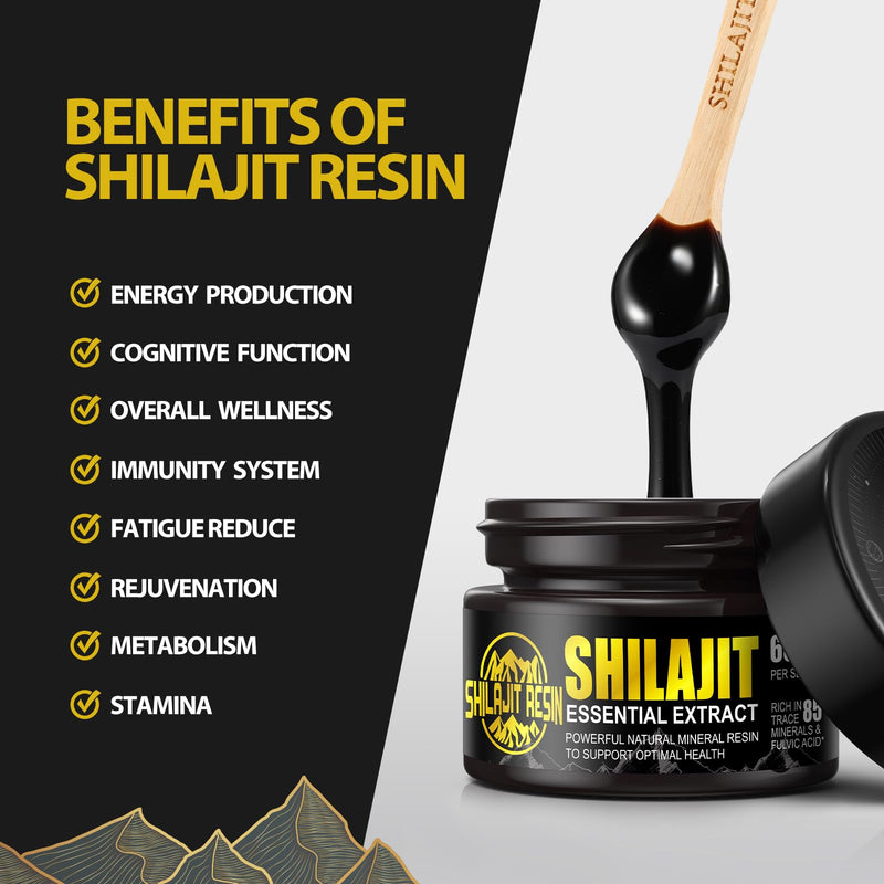Shilajit Pure Himalayan Organic Shilajit Resin - Gold Grade 100% Shilajit with 85+ Trace Minerals & Fulvic Acid for Focus & Energy, Immunity, 50 Grams - BeesActive Australia