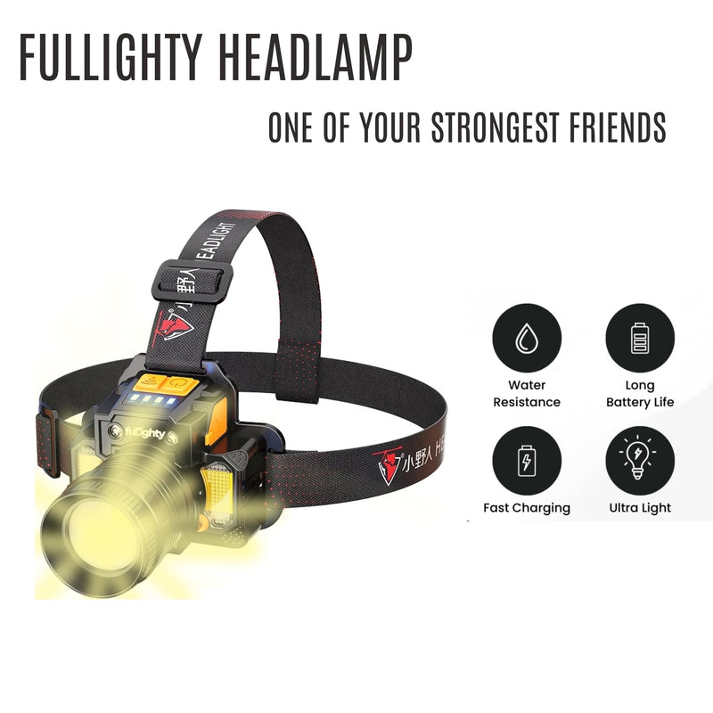 LED Sensor Head Lights for Forehead Rechargeable Head Lamp, 7 Modes 3000 LM Waterproof Head Flashlight Adjustable with COB Red Blue Light for Outdoor Home Hiking Headlamp - BeesActive Australia