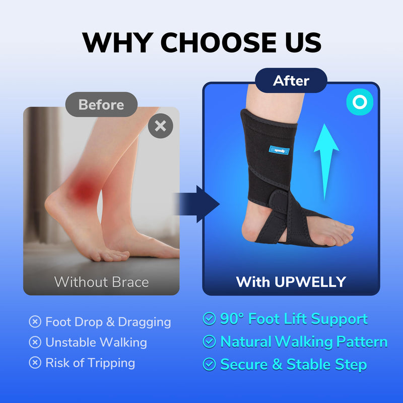 FootLift Pro (LEFT), Wearable Ankle and Foot Support Brace, For Walking Assistance and Foot Stability with Shoes, Socks, Barefoot Foot Support For Unisex And Plantar Fasciitis Relief, Black LEFT - BeesActive Australia