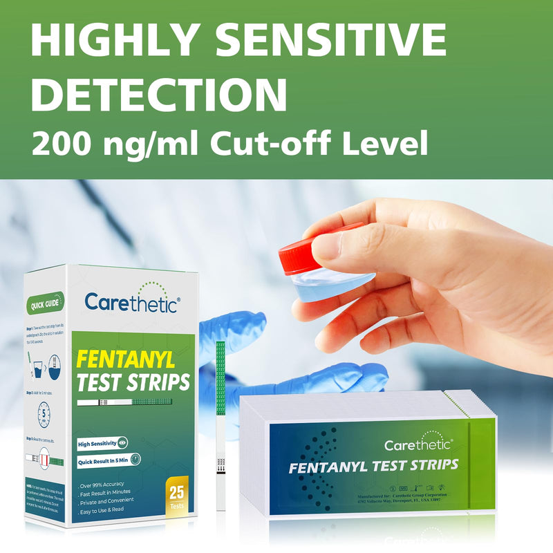 [25 Pack] Fentanyl Test Strips for Rapid Detection - Carethetic Fentanyl Test kit - High Sensitive & Reliable Quality, Easy to Use & Read FTS Test Strips