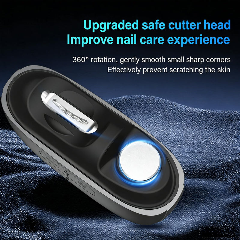 Electric Nail Clippers,3-in-1 Automatic Nail Trimmer, Rechargeable Manicure and Pedicure Set, Suitable for Seniors, Men and Children, Anti-Pinch Design,LED Light,Includes Nail File and Cleaning Brush