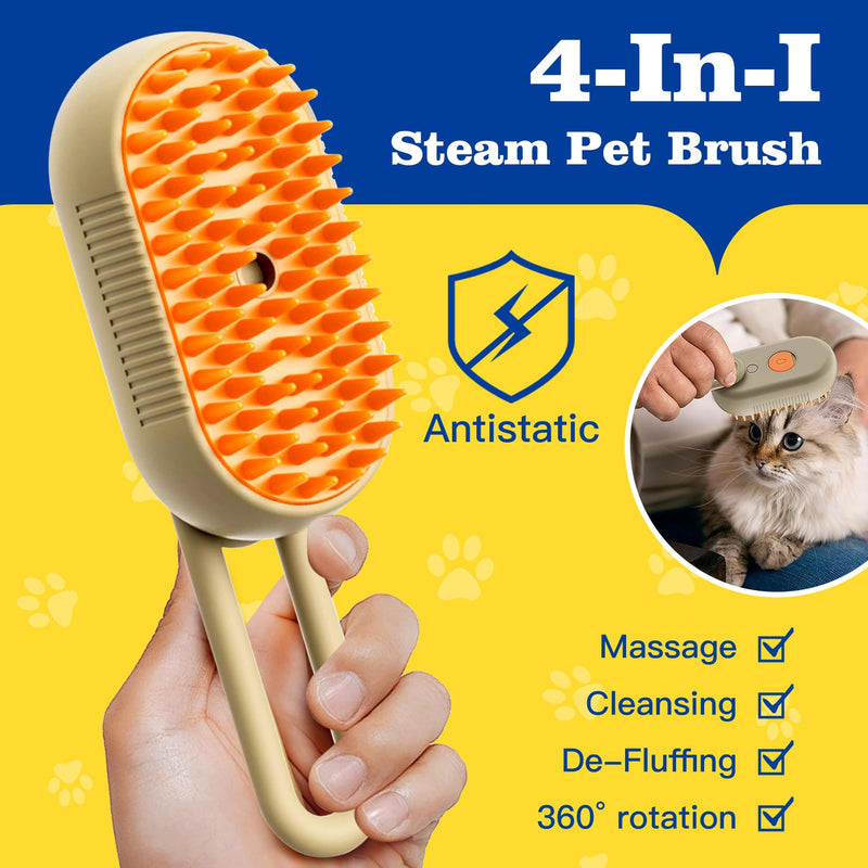 Cat brush with steam 3-in-1, steam brush cat green steamy brush cat steam brush for cats with spray cat brush with water cat steam brush care brush for cats and dogs for hair removal - BeesActive Australia