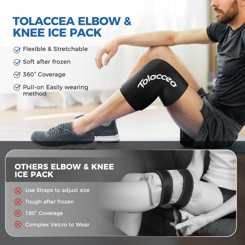 Elbow and Knee Ice Pack - Cold Ice Sleeve with Reusable Gel & Cold Therapy Compression for Knee, Shin Splints, Calf Strain, Flexible Ice Pack for Tennis Elbow, Tendinitis (Medium (Pack of 1), Black) Medium - BeesActive Australia
