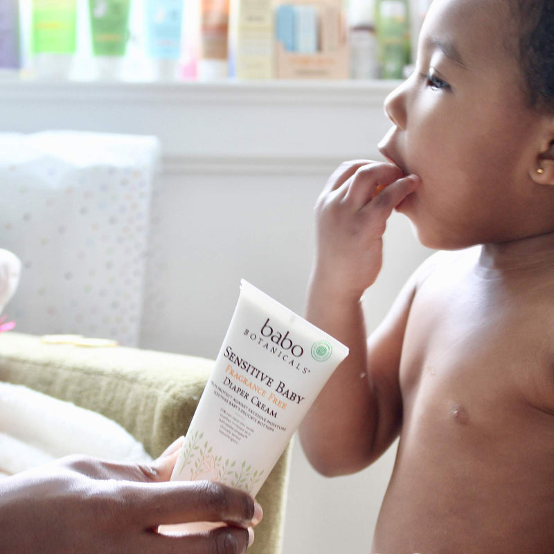 Babo Botanicals Sensitive Baby Fragrance-Free Diaper Cream - 25% Natural Zinc Oxide - Calendula, Shea & Cocoa Butter - EWG Verified - Vegan 3 Ounce (Pack of 1)