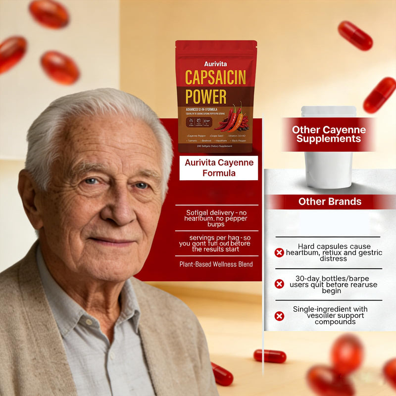 Capsaicin Softgels, Capsaicin Supplements, Cayenne Pepper Softgels Capsules, Capsaicins Powder with Vitamin D3 + K2, Beetroot, Grape Seed and Other Extracts, 240 Capsules (1 pcs) 1 Pcs