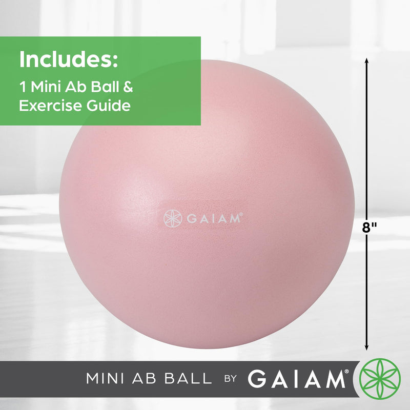 Gaiam Mini Ab Ball, 8 Inch Inflatable Anti-Burst Exercise Ball for Core Strength, Pilates, Yoga, and Physical Therapy, Includes Inflation Straw, Plug & Downloadable Exercise Guide Romance Rose
