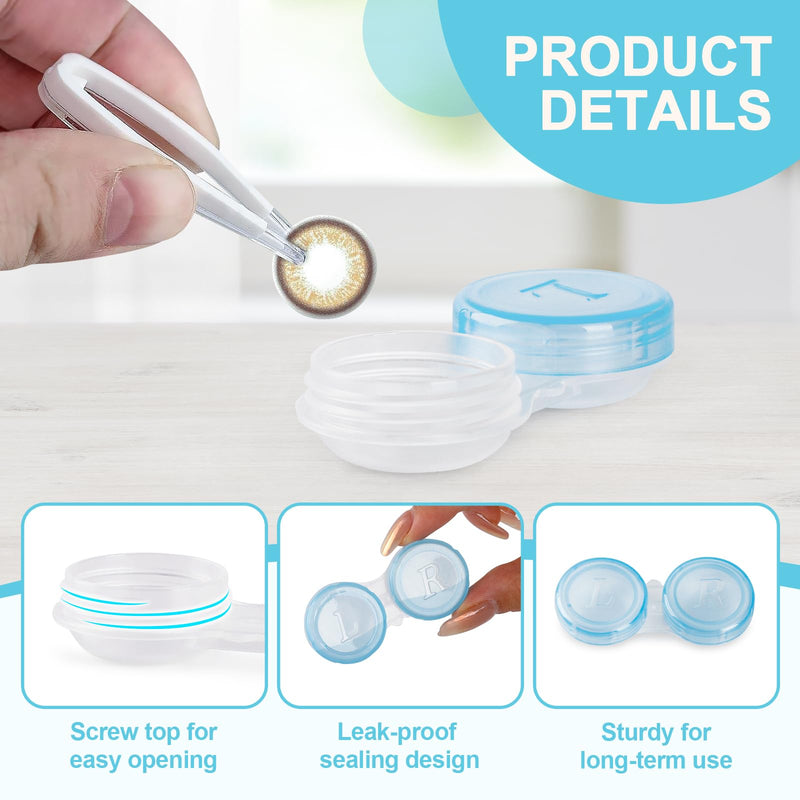 50 Pack Contact Lens Cases, Transparent Contact Cases Bulk in 5 colors, Cute Contact Lenses Case Leak-proof, Eye Contact Case for Home and Travel - BeesActive Australia