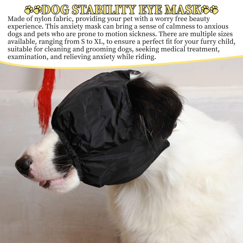 Dog Calming Cap Eye Mask, Nylon Cap Eye Mask for Dog Anxiety Relief, Puppy Pet Calming Dog Mask with Adjustable Neck Strap, for Small Medium Large Dogs Grooming Anti Car Sickness,Shading Black (XL)