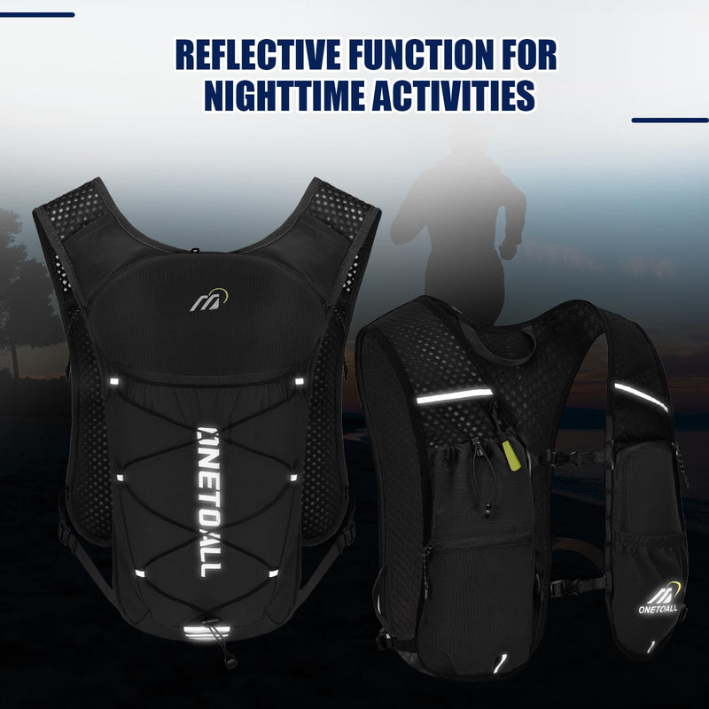 Running Vest for Women & Men, 6L Hydration Backpack with 2L Water Bladder, Lightweight Water Backpack for Trail Running, Marathon, Hiking, Cycling, Jogging, Adjustable Fit Black Vest with 2L Bladder - BeesActive Australia