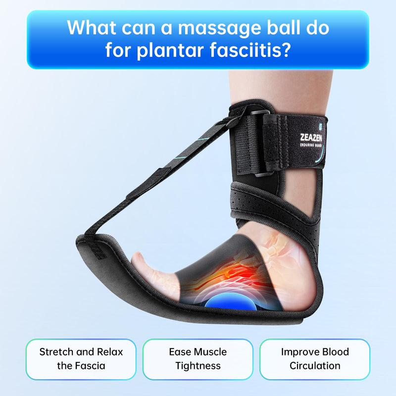 Plantar Fasciitis Brace Night Splint, Adjustable Foot Support for Heel Spur, Foot Drop & Achilles Tendonitis Relief, Comfortable Day & Night Use for Men and Women (Black, Large) Black