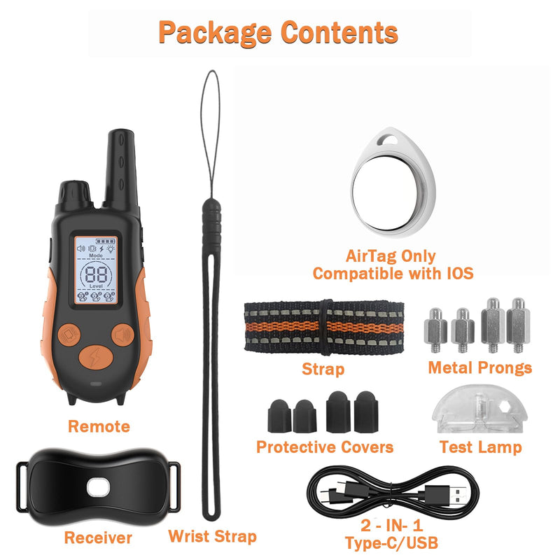 Dog Shock Collar with Remote Control 3300 FT Range, Dog Training Collar with Remote, 3 Training Modes, IPX7 Waterproof Rechargeable E-Collar Fit for Dogs 15-125 LBS - BeesActive Australia