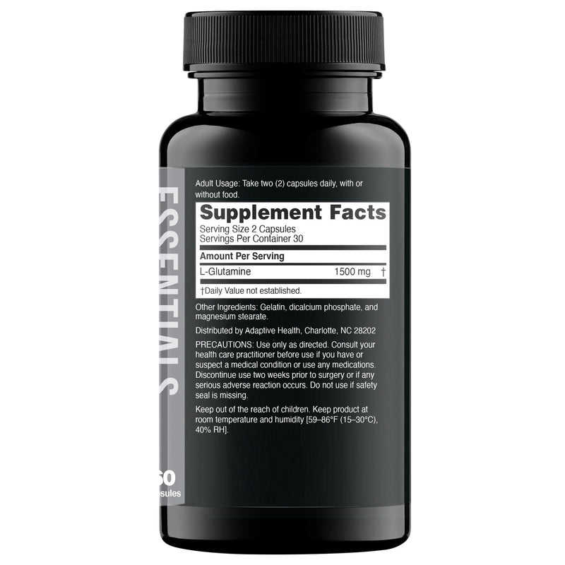 Nugenix Essentials L-Glutamine, 1500mg 100% Botanical L-Glutamine Amino Acid, Protein Synthesis, Supports Cellular Function, 60 Capsules 60 Count (Pack of 1)