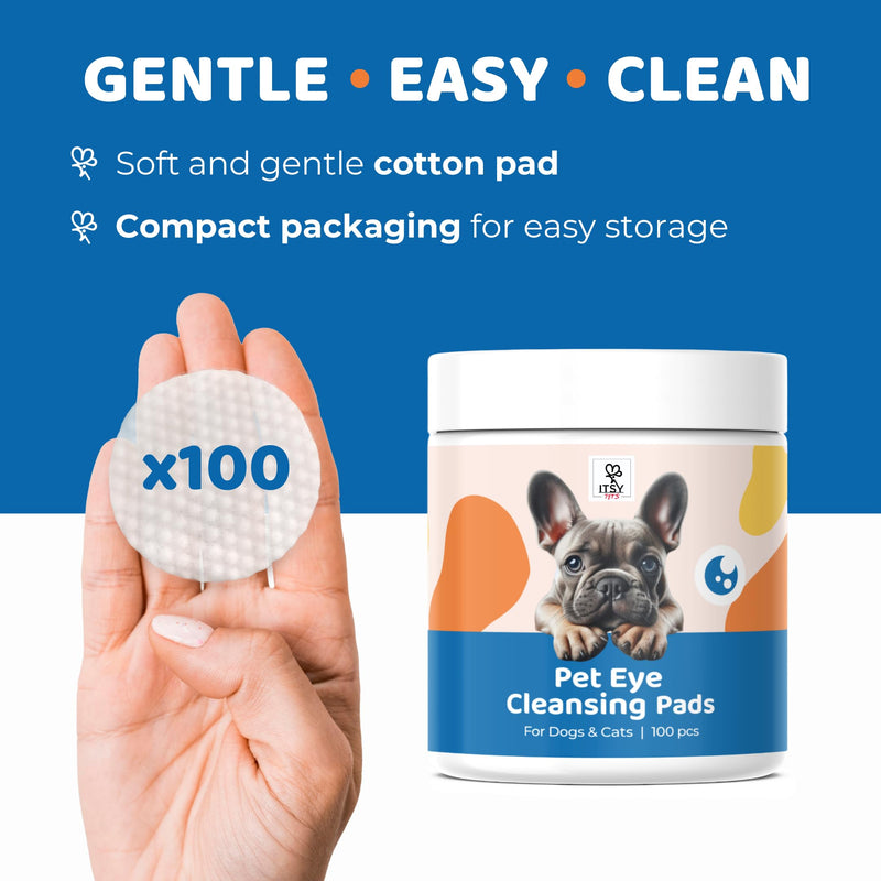 ITSY Pets Eye Cleansing Pads for Dogs & Cats – Gentle, Vegan, and Alcohol-Free – 100 Pads