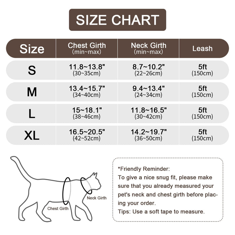 Cat Harness and Leash Set, Upgraded Escape Proof Adjustable Vest with Lead for Kitten Puppy Outdoor Walking, Soft Breathable Mesh Jacket with Reflective Strips for Dark Night (M, Coffee Brown) Medium - BeesActive Australia