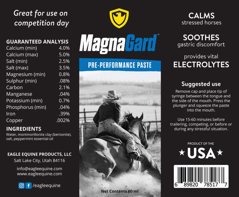 Pre-Performance Paste for Horses - All Natural Calmer, Acid Buffer, Gastric Support w/Electrolytes - 60ml Syringe MagnaGard 1 Pack - BeesActive Australia