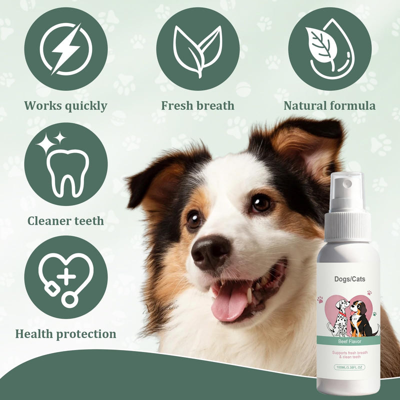 Denta Cleaning Spray for Dogs & Cats, 2 Pcs Dog Dental Spray, Natural Breath Freshener, Supports Gum Health, Easy Spray Use, 100ml