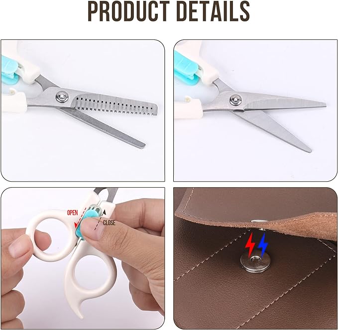 MINGYI Haircut/Shears/Scissors Set, For Kids, Compact, Easy Storage, Includes Haircutter, Blue (Dinosaur) - BeesActive Australia