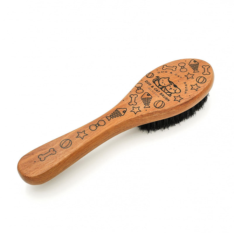 Pet Soft Brush with Wood Handle and Boar Bristle Hair Brush - Soft Cat and Dog Grooming Brush for Short Hair Cats and Small Dogs - Soft Bristles for Gentle Massage and Dandruff Removal (Cat) - BeesActive Australia