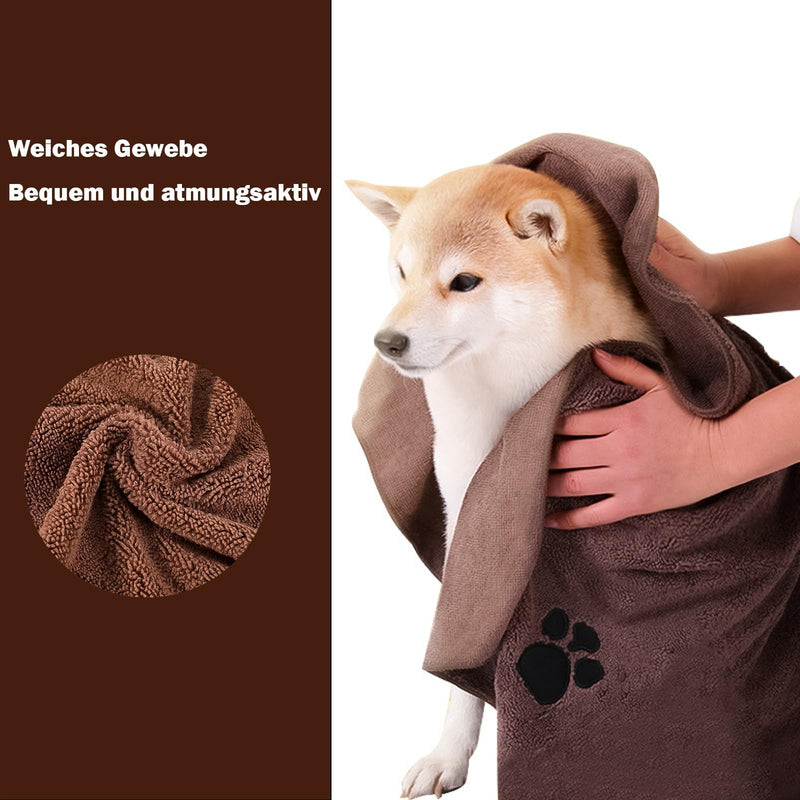 Pack of 2 dog towels, dog towel extra absorbent for dogs and cats, dog accessories, quick-drying pet microfibre towels, 75 x 35 cm dog towel for cats, dogs or other pets - BeesActive Australia