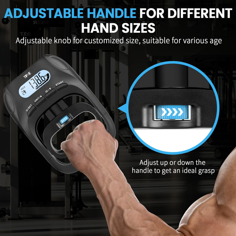 396lbs/180kg Grip Strength Tester, Hand Grip Dynamometer, Digital Grip Strength Tester with LCD Display, Adjustable Hand Grip Training Gauge, Hand Grip Testing for Sports Home School Use Black