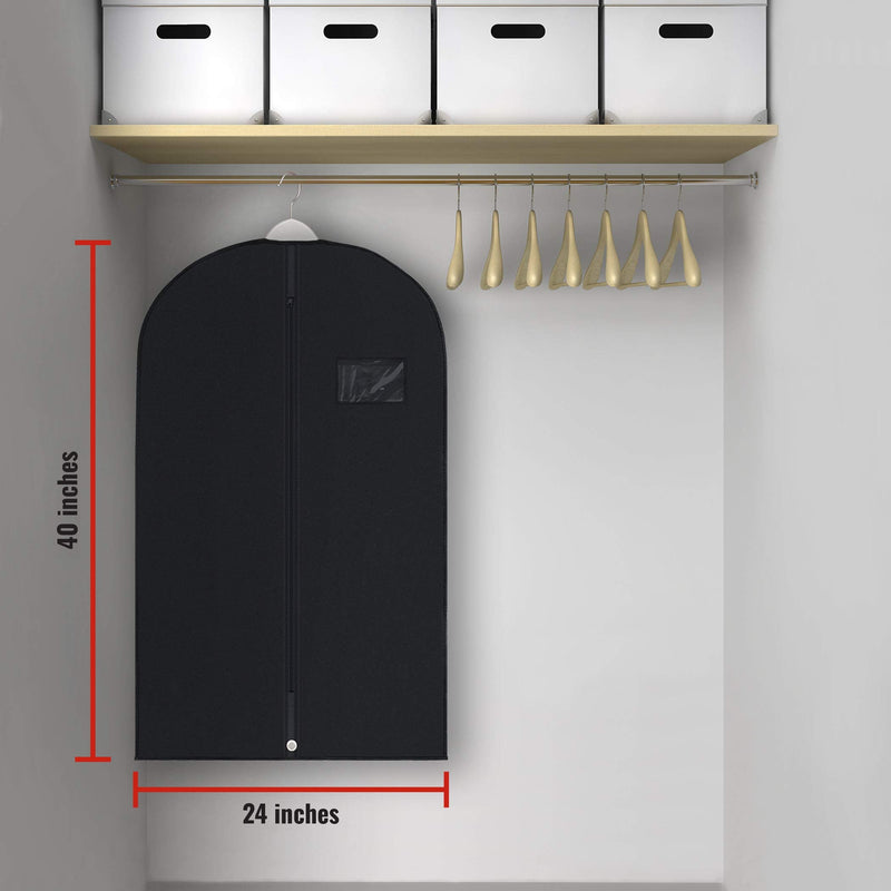PLX 40" Black Garment Bags Suit Bag for Travel & Clothing Storage of Dresses, Shirts, Fur Coats, Jackets & Dance Costumes - Hanging Suit Cover for Men & Women Closet Storage Garment Protector 5 pack black: 40” x 24” - BeesActive Australia