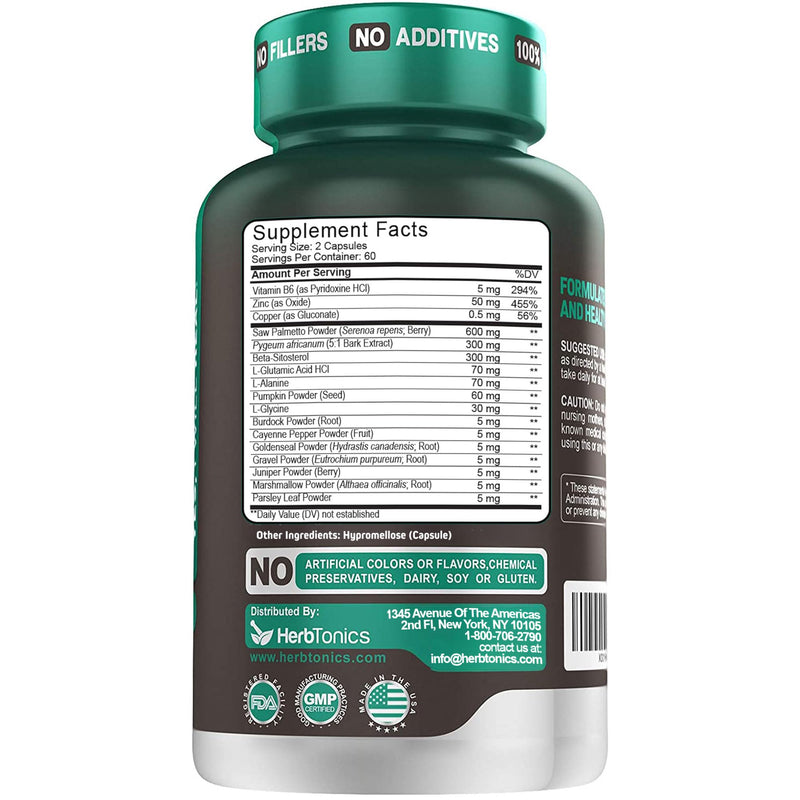 Dual Prostate & Hair Support for Men – Saw Palmetto, Beta-Sitosterol, Pumpkin Seed – Promotes Urinary Health & Natural DHT Blocking – 120 Capsules